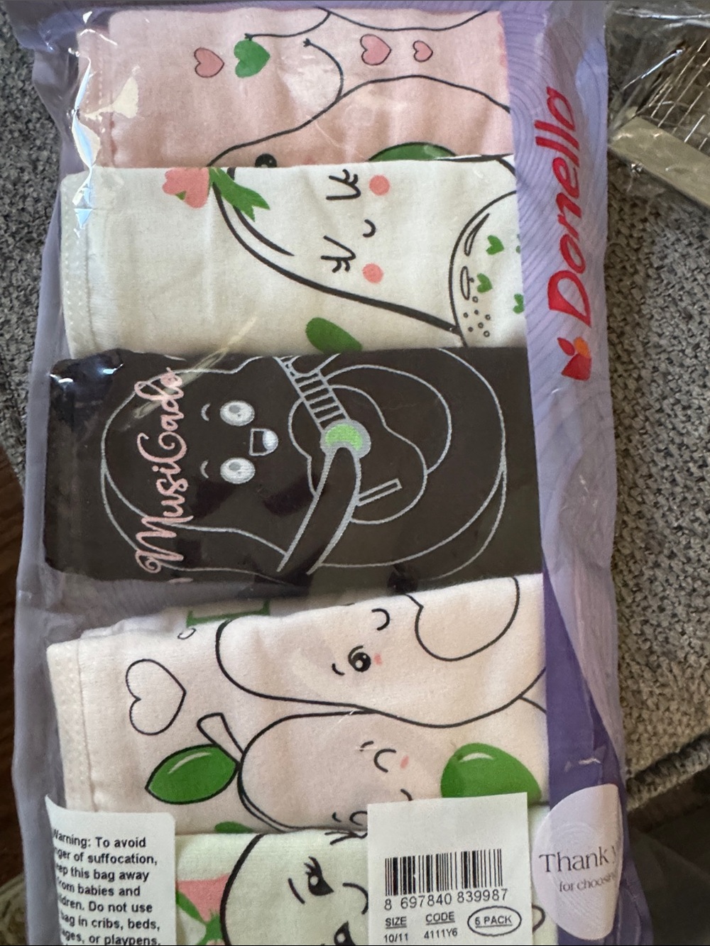10-/11 Kids  5-Pack Cotton underwear- Pink, White, Black Green